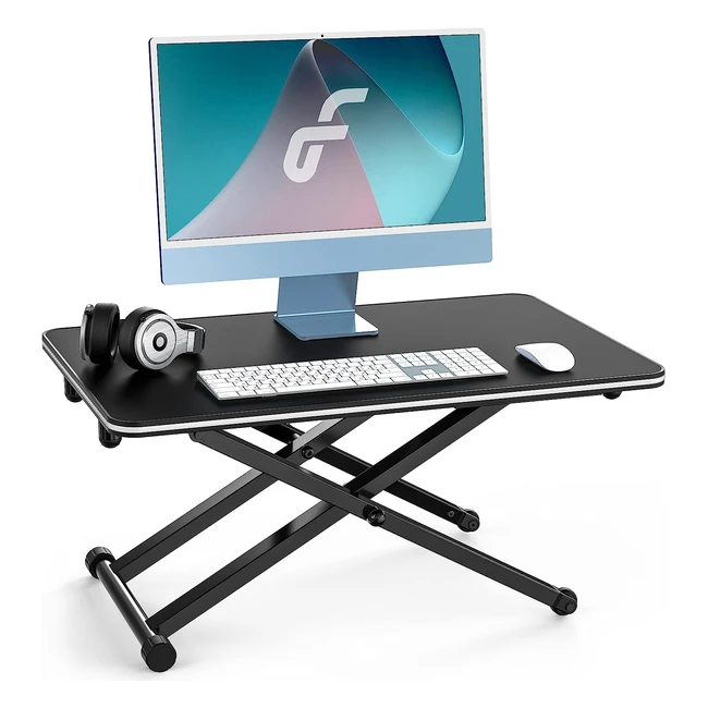 Fenge Convertitore da Scrivania in Piedi 26653 cm - Standing Desk Converter per Laptop - Regolabile in Altezza - Nero