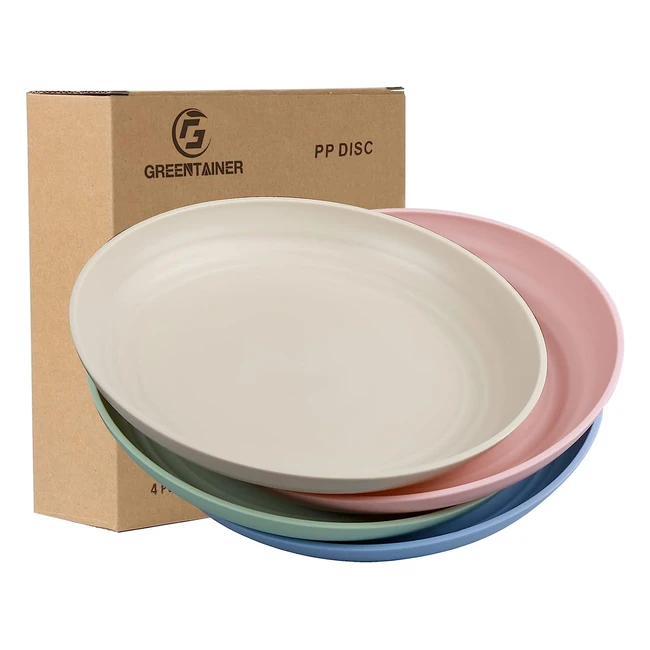 Greentainer Lightweight Unbreakable Dinner Plates - Extra Large 4 Pack - Dishwasher & Microwave Safe - Perfect for Picnic, Camping, BBQ