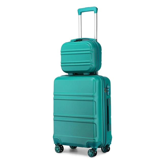 Ensemble de 2 valises de voyage rigide Kono, bagage cabine 55cm, léger, 4 roulettes avec serrure TSA, vanity case portable - Turquoise