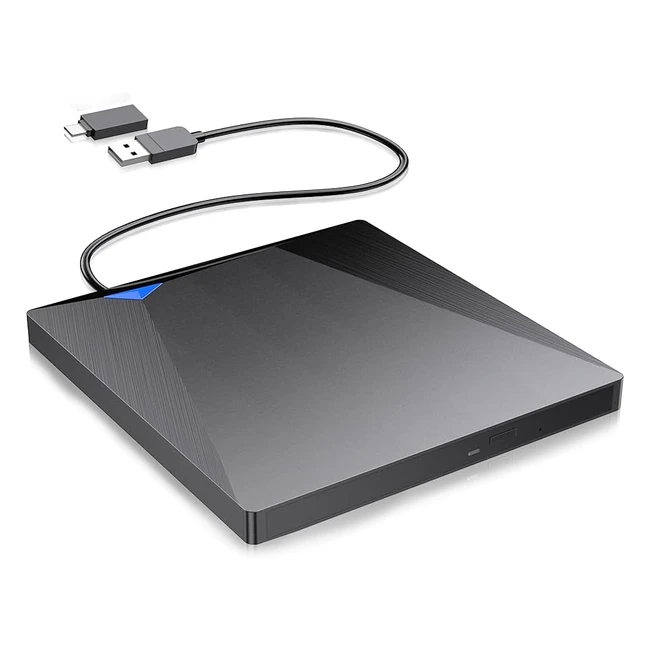 Grabadora externa de CD y DVD USB 30 Tipo C porttil - Compatible con Windows 