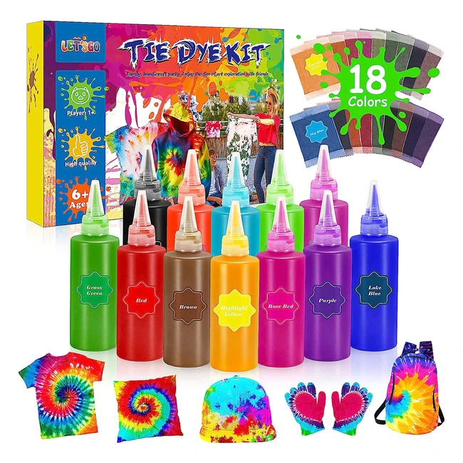 18 Colors Tie Dye Kit - DIY Art and Craft Set - Handmade Gift for Kids