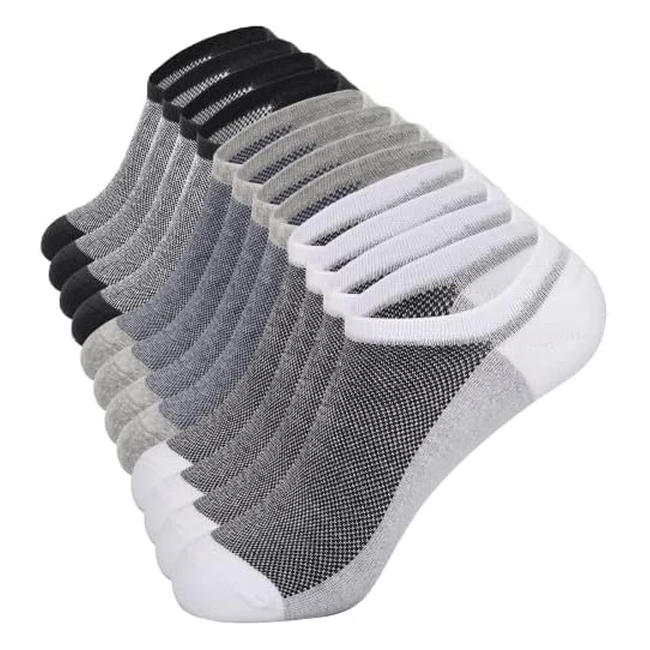 Yangte Trainer Socks - Non-Slip, Breathable, 6 Pairs, Size 9-11
