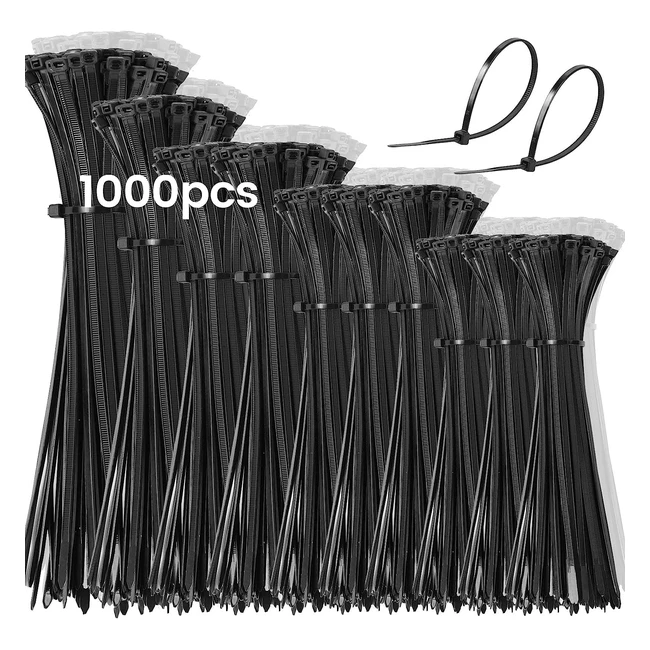 Lot de 1000 Serflex Collier de Serrage Plastique Professionnelles - Résistant aux UV - Noir