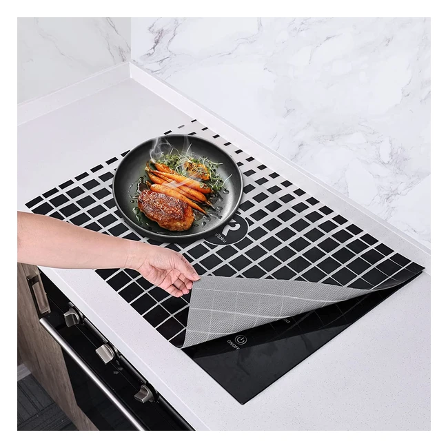 Tapis de protection pour plaques à induction Kitchenraku 61x53cm - Protège plaque de cuisson magnétique en silicone antirayures pour cuisinière à induction