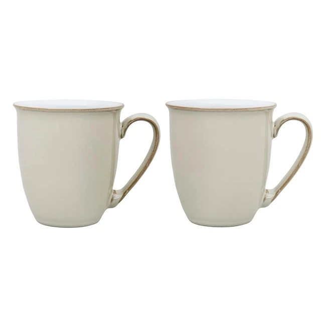 Denby Linen Set of 2 Coffee Beakers Cream 016048018 - Handcrafted, Durable, Dishwasher Safe