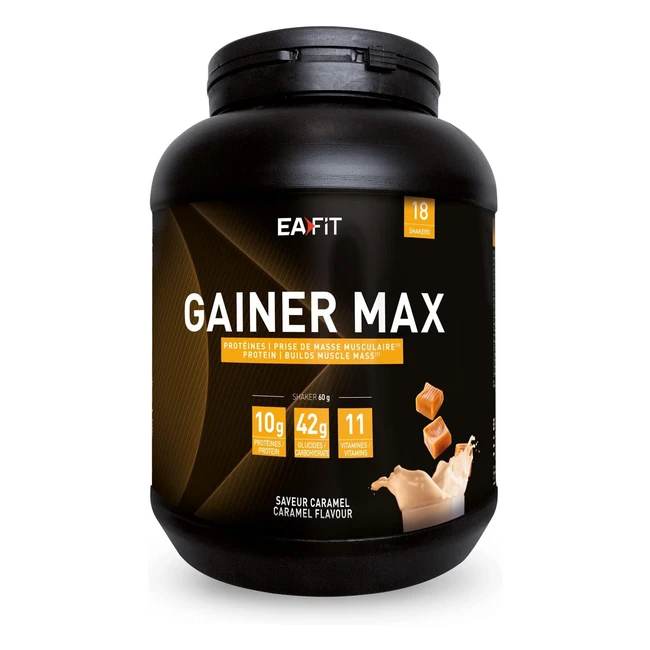 Mass Gainer Eafit Gainer Max 11kg - Proteine in Polvere - Gusto Caramello - Whey Albume Duovo - Aumento Massa Muscolare - Vitamine Carboidrati