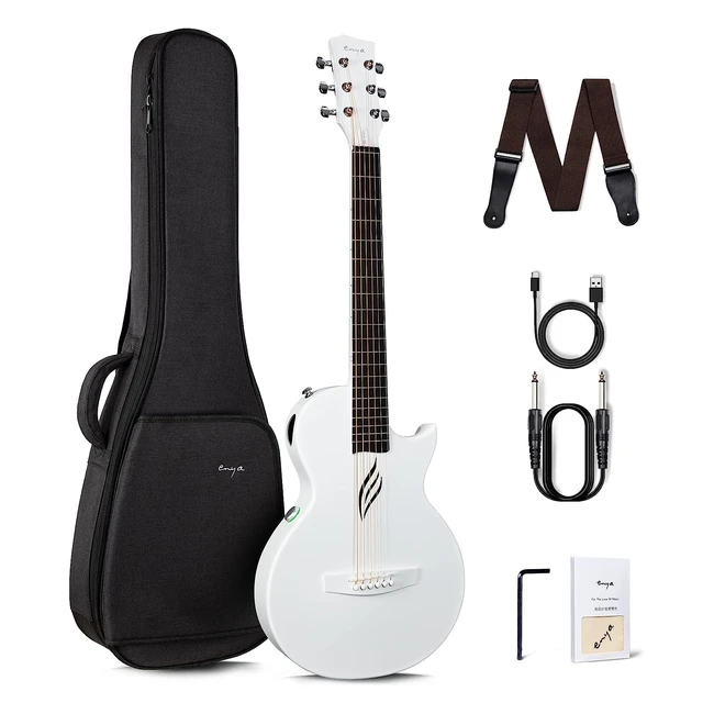 Guitarra Eléctrica Acústica Enya Nova Go SP1 Blanca - Kit Completo para Principiantes