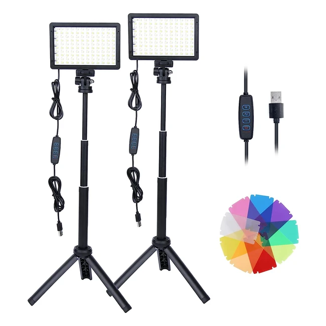 Kit dclairage vido LED - Pack de 2 clairages de photographie avec trpie