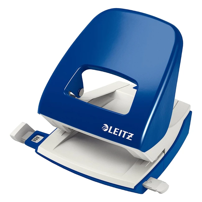 Leitz 50080035 Büro Metall Locher für 30 Blätter Stoppschiene mit Formatangaben ergonomisches Design blau
