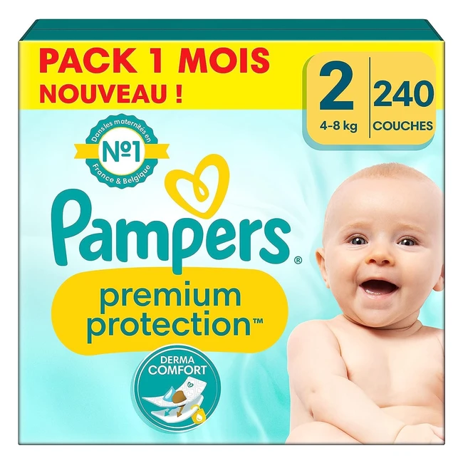 Pampers Couches Premium Protection Taille 2 - 240 Couches Bébé - Pack 1 Mois