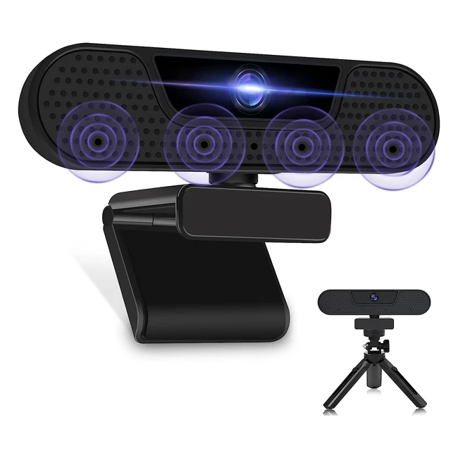 Webcam Vizolink W2G Full HD 1080p 60fps con 4 Microfoni - Campo Visivo 75 - Plug & Play - Compatibile con Windows/ChromeOS/Android/MacOS