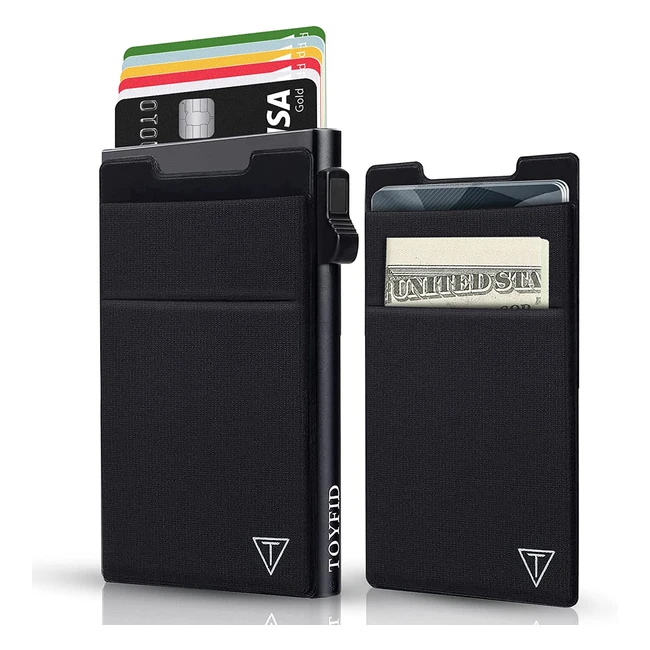 TOYFID Pop Up Credit Card Wallet for Men - Metal Slim Minimalist Cards Holder - RFID Blocking - Ultralight 6075 Aviation Aluminum Wallet - Automtic Card Case