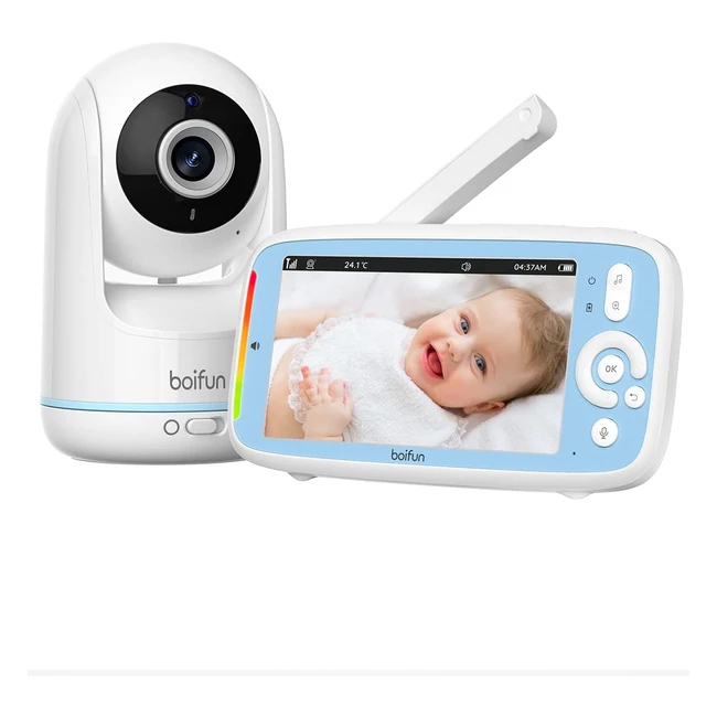Boifun Baby Monitor Video 360 Telecamera 720p IPS Schermo da 5'' Vox Notturna Visione