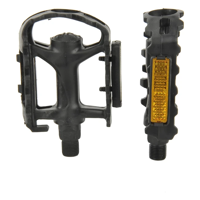 Fischer MTB Plastic Pedals - Fits All Bike Types - Non-Slip - Includes Reflector