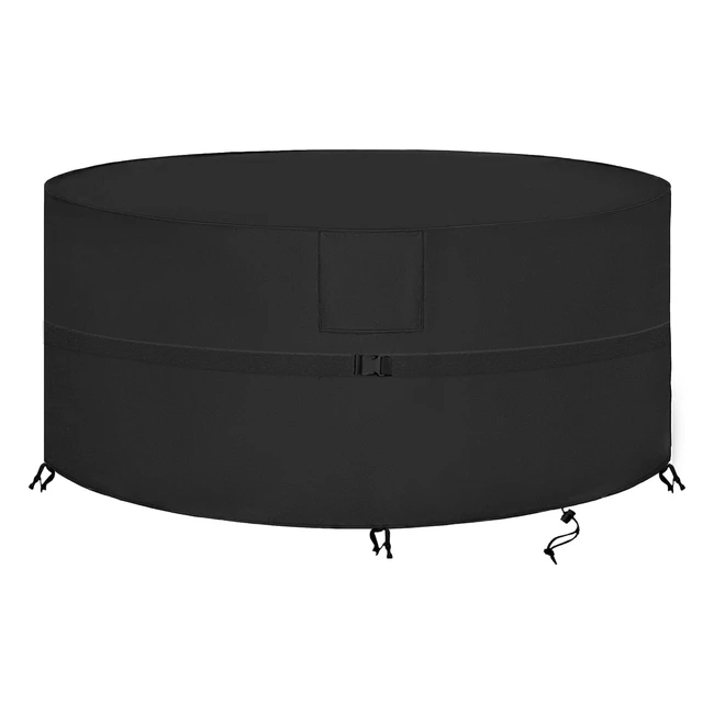 Siruiton Round Furniture Cover 420D Heavy Duty Oxford Polyester - Waterproof, UV-Resistant, Tear-Resistant