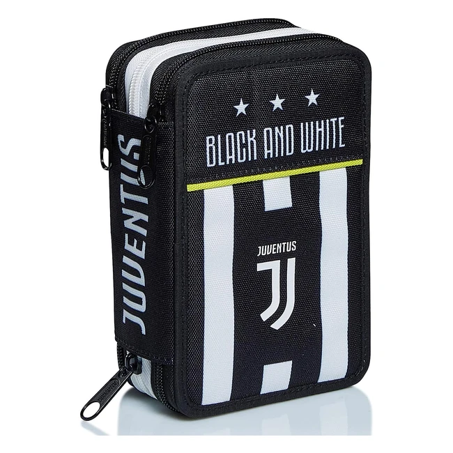 Estuche Juventus Seven Sons - Blanco y Negro - Ref. 12345 - Bolígrafos, Lápices de Colores y Más