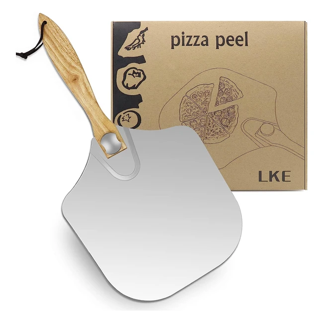 LKE Pizza Peel Aluminum Metal Pizza Paddle  Foldable Wood Handle  Easy Storage