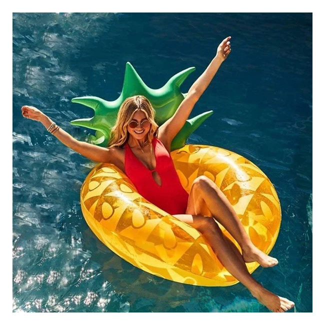 Bouée gonflable ananas géante pour fêtes de piscine - Jouet d'été avec vannes rapides