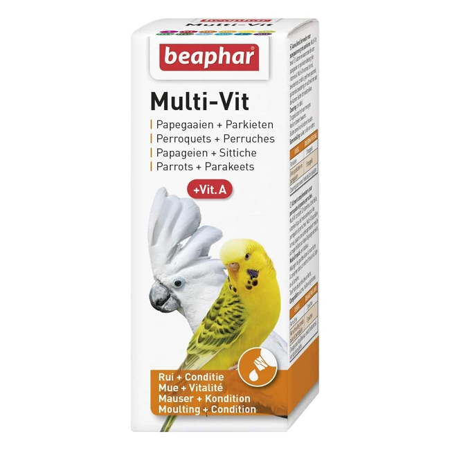 Beaphar Multivit per Parrocchetti e Pappagalli - 12 Vitamine - 50ml