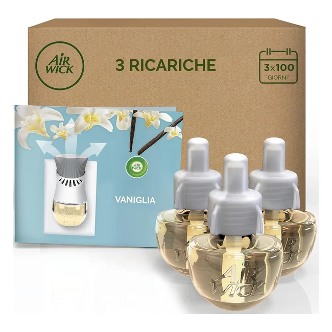 Diffusore di Oli Essenziali Elettrico Airwick - Confezione da 3 Ricariche - Fragranza Vaniglia e The Bianco - 19ml