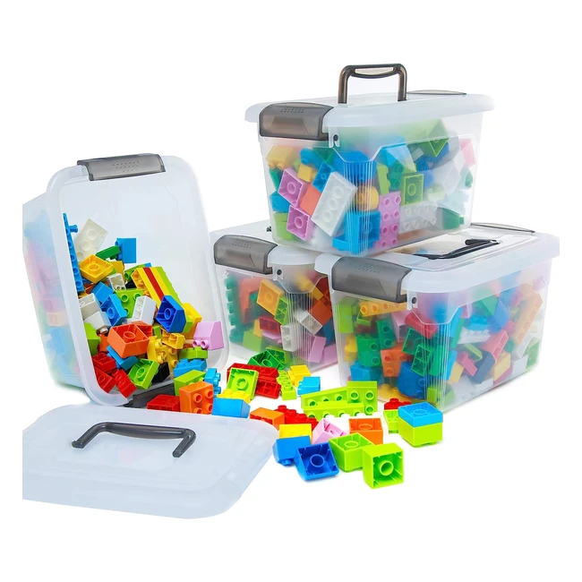 Citylife 4 Packs Plastic Storage Box with Lids - Clear Stackable Boxes - 5L