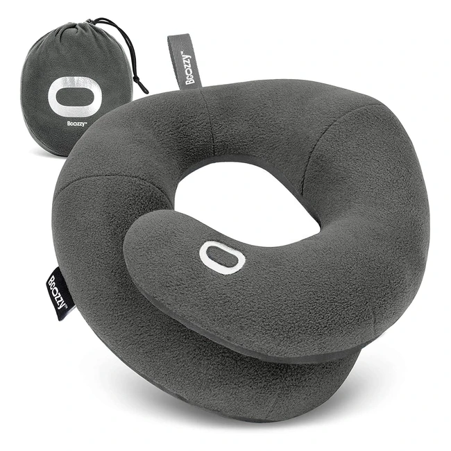 BCozzy Neck Pillow for Travel - Double Support, Comfortable - Size XLarge Gray