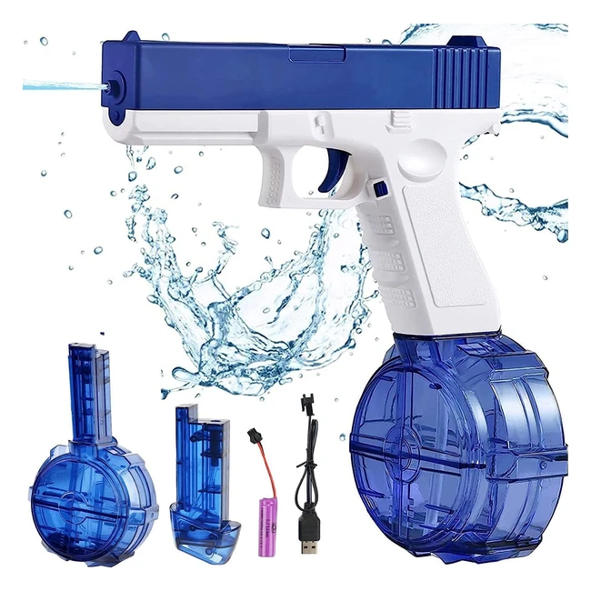 Pistolet à eau électrique pour enfants et adultes - 32 pieds de longue portée - Capacité élevée 434cc 58cc - Bleu