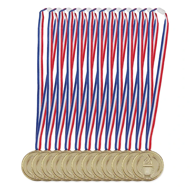 Medallas Doradas para Niños - Set de 12 - Antorcha Colgante - Premio para Ganadores