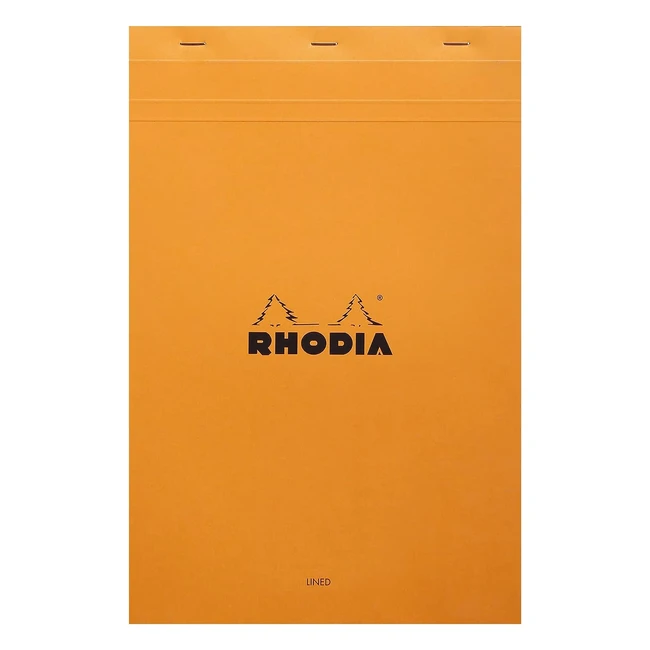 Rhodia 19600O - Set di 1 blocchi note A4 a righe con margine, copertina e 80 fogli staccabili - Arancione