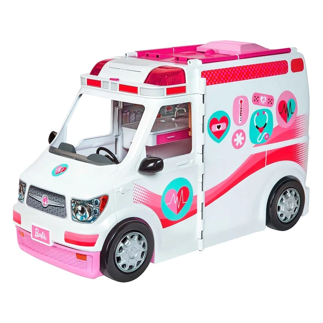 Barbie Ambulancia y Clínica Convertible - 20 Accesorios - Luces y Sonidos - Regalo Niños 3 Años
