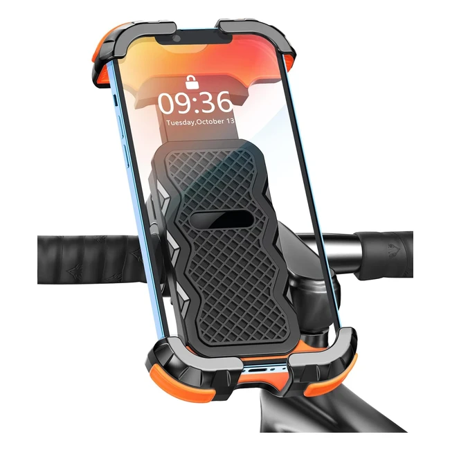 Glangeh Porta Cellulare Bici - Blocco Sicurezza Antivibrante - Compatibile con iPhone 14 Pro Max Samsung - 360° Rotabile