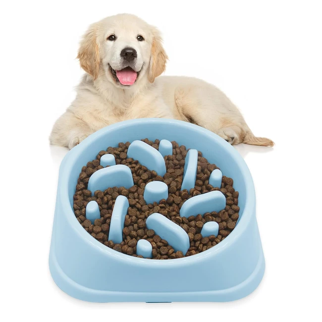 Suhaco Slow Feeder Dog Bowl - Prevent Choking & Overeating - Non-Slip - Blue