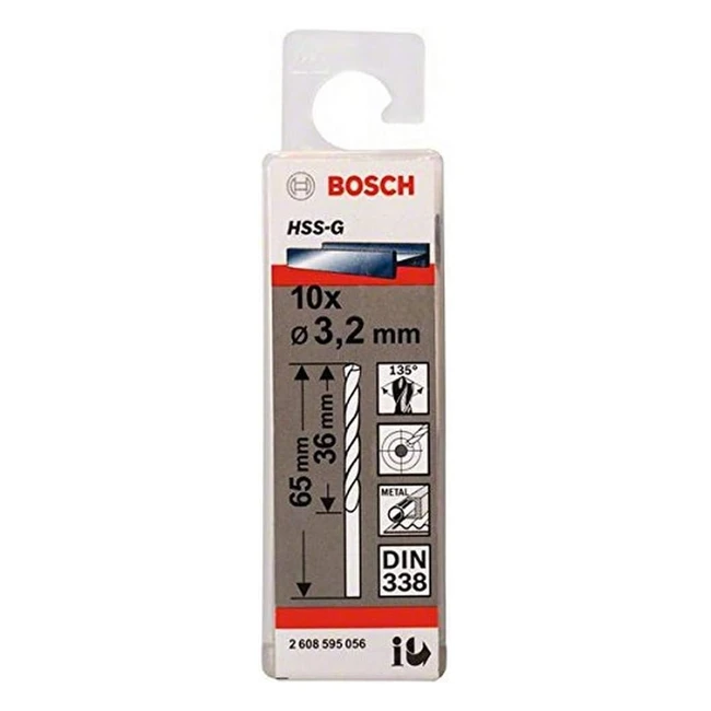 Bosch 2 608 595 056 - Pack de 10 brocas para metal HSSG DIN 338 - Ideal para t
