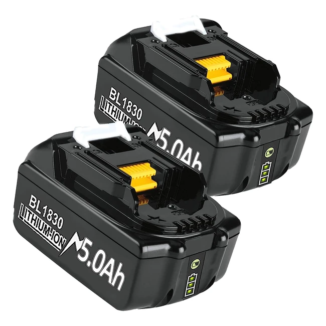 2 Pack 50Ah BL1850B Replacement Battery - Compatible with Makita 18V Battery - Li-ion - LED Indicator