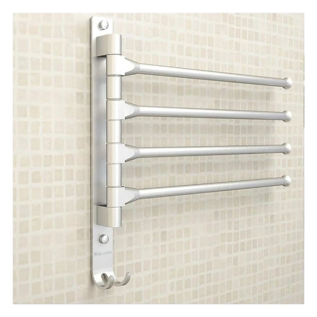 Porte-serviettes mural en aluminium avec 4 barres rotatives - 33 x 33 cm