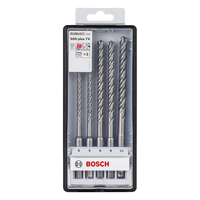 Kit de forets Bosch SDS Plus7x pour bton arm et maonnerie - 5 pices
