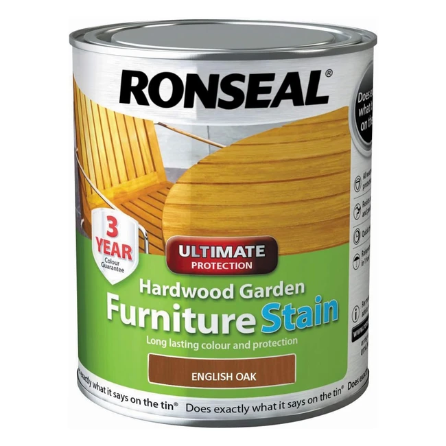Ronseal HWFSDO750 Hardwood Furniture Stain English Oak 750ml - Weatherproof, Crack Resistant