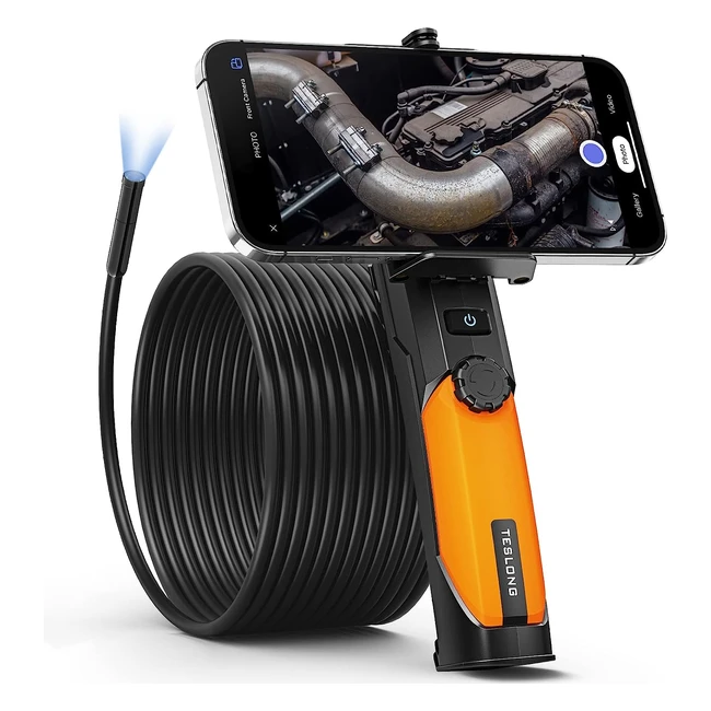 Caméra endoscopique WiFi Teslong HD 1080p avec lumière - 165ft câble semi-rigide détachable - iPhone/Android 7mm