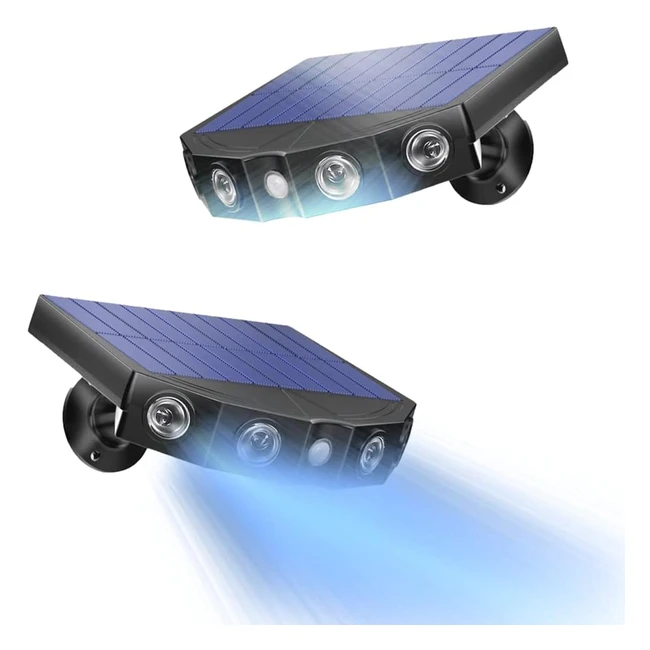 Luci Solari LED Esterno 2 Pezzi 3 Modalità 1200mAh Sensore di Movimento per Luci 360° Regolabile Ricarica Solare Curva