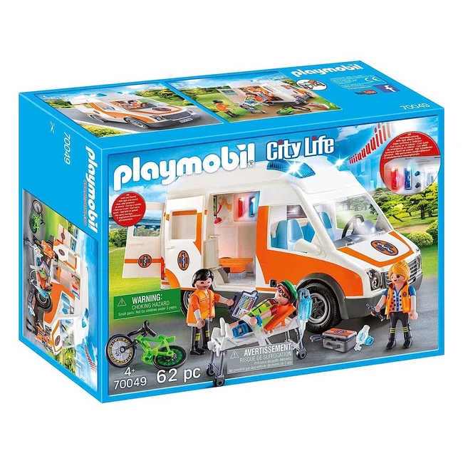 Playmobil City Life 70049 Rettungswagen mit Licht und Sound - Ab 4 Jahren