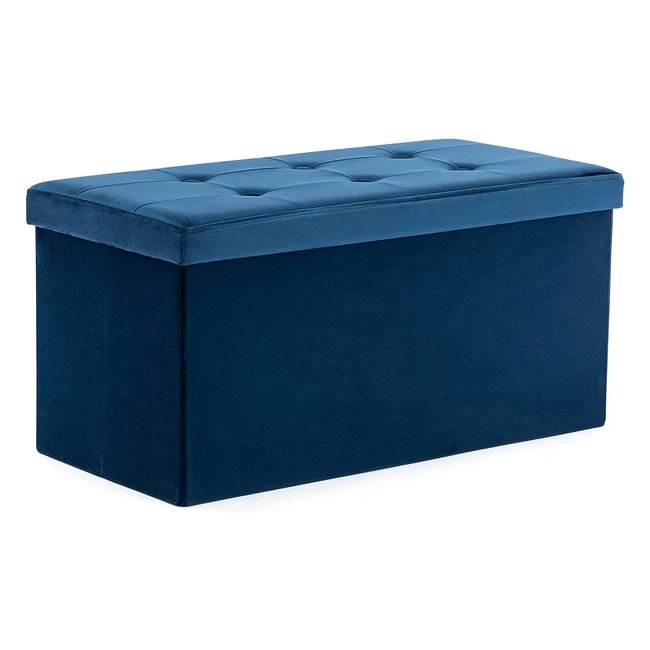 Pouf pieghevole in velluto HNNHOME, blu navy, 82x40x40 cm, con coperchio contenitore