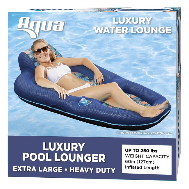 Aqua Luxury Water Lounge - Extra Large Inflatable Pool Float with Headrest, Backrest, Footrest - Palm Beach Flamingo