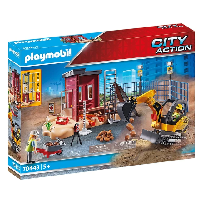 Playmobil 70443 City Action Construction Small Excavator | Ages 5+ | Movable Bucket