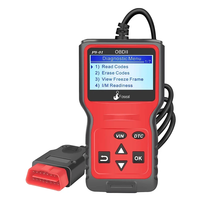 Foseal Wired Car OBD2 Scanner - Plug and Play Code Reader for OBDII Protocol Vehicles Since 1996