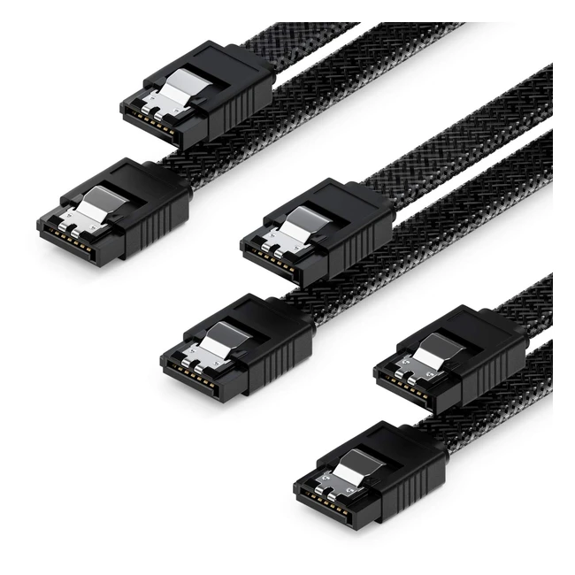 Set cavi deleycon 3x 50cm SATA 3 nylon - Trasferimento dati 6 Gbits - Compatibi