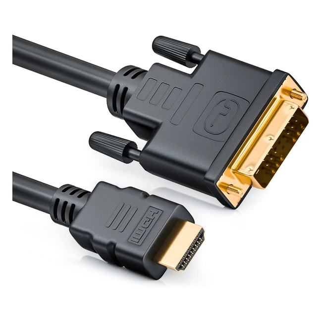 Câble HDMI vers DVI deleycon 2m - Haute vitesse 3D - Adaptateur Full HD 1080p - TV, PS4, Moniteur