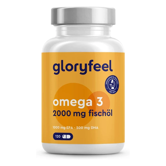 Omega 3 Kapseln Hochdosiert 2000 mg Fischöl 1000 mg EPA 500 mg DHA pro Tagesdosis in Triglyceridform