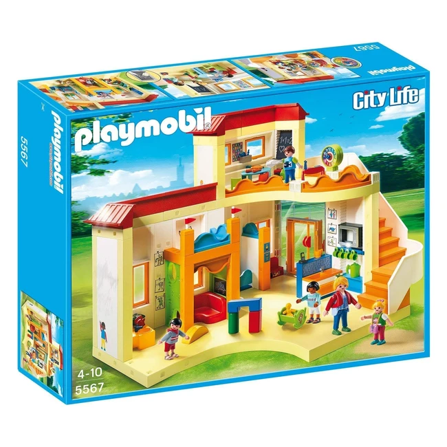 Playmobil City Life 5567 Kita Sunshine | Beschriftbare Tafel & verstellbare Uhr | Ab 4 Jahren