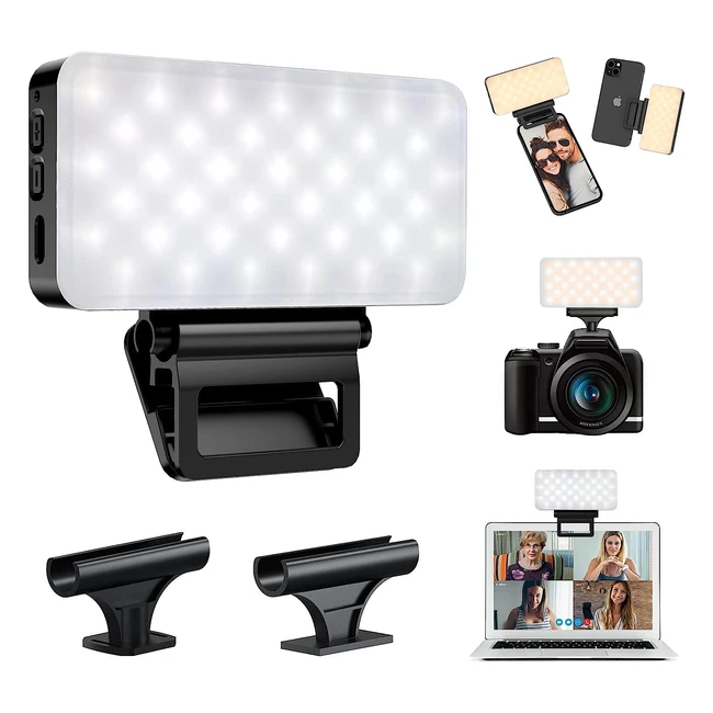 Pecosso LED Selfie Light - FrontBack Phone Clip - BiColor LED Video Light - Rec