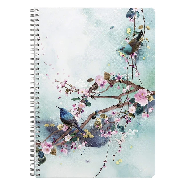Quaderno a spirale Clairefontaine Sakura Dream, motivo floreale, A4 21x297 cm, 148 pagine rigate con margini, carta bianca 90g